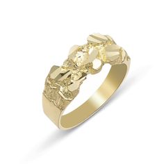 Pinky Nugget Ring 10K Yellow Gold - bayamjewelry Nugget Rings, Gold Nugget Ring, Rings Collection, Gold Nugget, Ring Collections, 10k Gold, Diamond Cut, Diamond Cuts, Pie