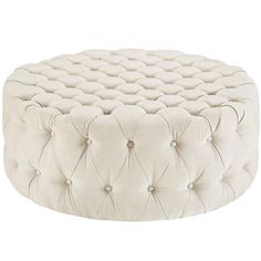 Amour Upholstered Fabric Ottoman, Beige - No Shipping Charges Beige Ottoman, Small Footstool, Wood Ottoman, Contemporary Modern Furniture, Living Room Lounge, Tufted Ottoman, Cocktail Ottoman, Fabric Ottoman, Round Ottoman