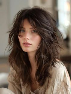 Medium Asymmetrical Haircut, Medium Length Haircut Shaggy, Extreme Shag Haircut, Short Shag Side Part, Textured Layered Haircut Medium, Medium Modern Shag, Wolf Shag Haircut Medium, Shag Hairstyles Without Bangs, Collarbone Length Shag