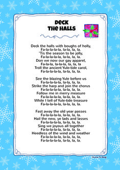 a poem with snowflakes on it and the words deck the balls written in white