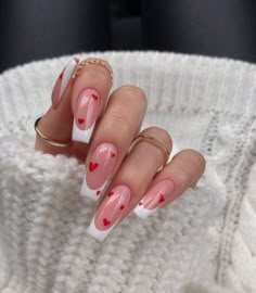 February Nails, Classy Acrylic Nails, Acrylic Nails Coffin Short, Heart Nails, Chic Nails, Valentine's Day Nails, Best Acrylic Nails, Valentines Nails, Long Acrylic Nails