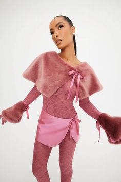 French Kiss Cape – BRIELLE Winter Fitted Capelet, Fitted Winter Capelet, Chic Fitted Winter Cape, Pink Winter Evening Outerwear, Dreamy Outfits, Moon Crop Top, Silk Wrap Skirt, Raspberry Mousse, Futuristic Fashion