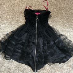 Black Cupcake Dress Worn Once. Cute And Fun. Betsey Johnson Size Four Chic Black Corset Dress For Costume Party, Black Sleeveless Corset Dress For Alternative Fashion, Elegant Black Dress For Alternative Fashion, Black Gothic Corset Dress For Cocktail, Black Mini Corset Dress For Alternative Fashion, Black Corset Dress For Alternative Fashion Spring, Chic Black Corset Dress For Dress Down Occasions, Chic Black Corset Dress For Casual Occasions, Chic Fitted Dresses For Alternative Fashion