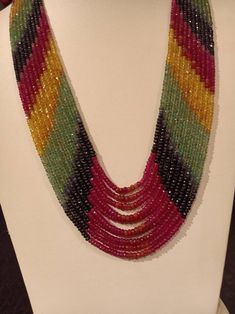 Multi Color Beads Necklace, Elegant Multicolor Crystal Necklaces With Round Beads, Elegant Multicolor Beaded Necklaces With Natural Stones, Elegant Multicolor Gemstone Beads Necklace, Elegant Multicolor Polished Beads Crystal Necklace, Elegant Rainbow Jewelry With Faceted Beads, Elegant Multicolor Gemstone Emerald Necklace, Elegant Multicolor Gemstone Necklace, Multicolor Faceted Beads Gemstones For Gift