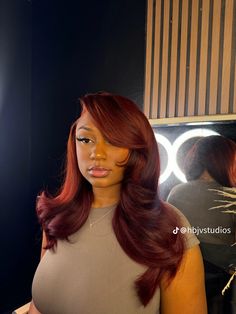 Side Part Ginger Sew In, Burgundy Ginger Hair, Fall Silk Press, Cowboy Copper Black Woman, Fall Sew In Weave Hair Colors, Reddish Ginger Hair Black Women, Brownish Reddish Hair, Fall Dyed Hair, Copper And Burgundy Hair