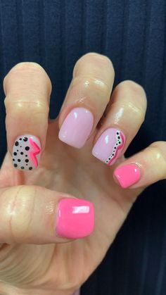 Country Nails Short, Pink Nails With Design, Country Acrylic Nails, Summer Nail Color, Nail Inspired, Nails With Design, Cow Nails