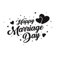 happy marriage day lettering with hearts