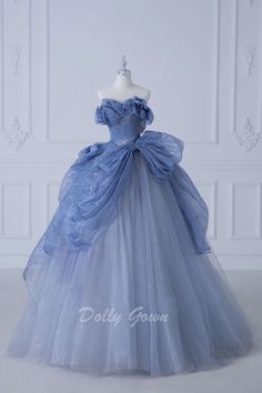 Dusty Blue Prom Dress, Periwinkle Dresses, Dress Doodle, Grad Decor, Fantasy Elements, Gaun Abad Pertengahan, Blue Ball Gown, Ball Gown Prom Dress, Tulle Neckline