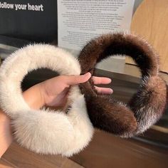 Find ideas๏ฟฝand inspiration for Women's Real Mink Fur Earmuffs Winter Warm Large Ear Protection Muffs Earflap, Women's Accessories Knit Earmuffs, Fluffy Ear Muffs, Earmuffs Outfit, Hide Tanning, Winter Inspo Outfits, White Wool Coat, Brown Fur Coat, Fur Earmuffs, Thrift Inspo