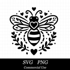 the svg logo with a bee surrounded by hearts