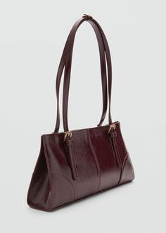 Elegant Shoulder Bag With Buckle Closure And Double Handle, Elegant Double Handle Satchel With Buckle Closure, Shoulder Bag Outfit, Mango Bags, Burgundy Bag, Bags Aesthetic, Iconic Bags, Designer Shoulder Bags