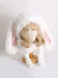 Kawaii Winter Hat, Floppy Bunny Ears, Lop Eared Rabbit, Ears And Tail, Grey Fur, Doll Aesthetic, Fluffy Bunny, Kawaii Goth, Yami Kawaii