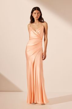 La Lune Cross Draped Maxi Dress | Peach | Dresses | Shona Joy Peach Fuzz Dress, Peach Prom Dress, Peach Colored Dress, Peach Prom Dresses, Peach Dresses, Weddings 2024, Peach Gown, Peach Bridesmaid Dresses, Peach Maxi Dresses