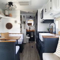 camper makeover ideas 4 Rv Shiplap, Shiplap Ideas, Caravan Interiors, Custom Rv