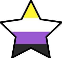 a purple, yellow and black star