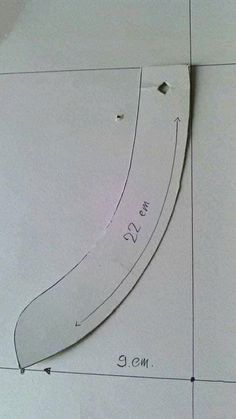 a drawing of a knife with measurements on it