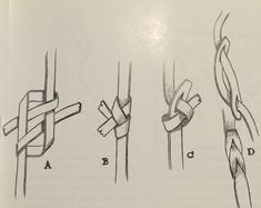 four different types of scissors are shown in this drawing, and each is drawn by hand