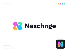 the logo for nexchnge is shown in black and white, with different colors