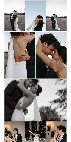 a collage of photos showing the bride and groom's first dance