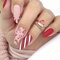 Candy Cane Press On Nails, Christmas, Xmas, Winter, Snow Flake, Y2k, DIY, Handmade, Gift For Her, Long nails, Stiletto Nails, False Nails. 🙏 Thank you for stopping by and supporting a small business!💖 ⭐⭐ Get your salon quality nails at home with Paintnails Press On Nails ⭐⭐ All sets are made with GEL nail polish with 4-6 layers of coating. These nails are reusable, if you take it off right. For instruction, please message me. ⭐⭐ Each set comes with 10 handmade press on nails, a mini file, a mi Nail Art Set, Christmas Nail Designs, Christmas Nail Art, Nail Shapes, Artificial Nails, Nail Accessories