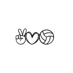 two volleyball balls in the shape of heart and hand with peace sign on white background