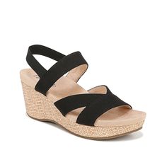 LifeStride-Danita Wedge Sandal Elevate your fashion score with the Danita wedge sandal from Life Stride. This slingback sandal is designed with Soft System Comfort package to provide maximum support, flexibility, and cushioning support. Woven raffia-wrapped wedge and platform heighten its visual appeal. Michael Kors Fashion, Summer Handbags, Woven Raffia, Adidas Fashion, Black Wedge Sandals, Nike Fashion, Active Wear Outfits, Safety Shoes, Slingback Sandal