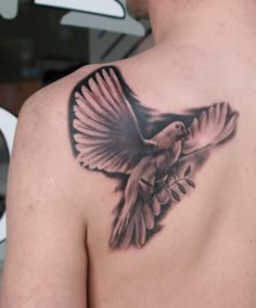 a man with a bird tattoo on his chest