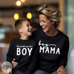 "Mama's boy, Boy Mama, Mama and Me Matching Shirts, Mom and Son Shirt, Mommy and Me Shirt Set, Mama and Me Set, Matching Mommy & Baby Shirts **PLEASE NOTE: THIS IS NOT A SET - SHIRTS MUST BE PURCHASED SEPARATELY IN ORDER TO RECEIVE BOTH MAMA AND MINI SHIRTS. IF YOU HAVE ANY QUESTIONS FEEL FREE TO REACH OUT ANYTIME AND WE WILL BE HAPPY TO ASSIST YOU. H O W T O O R D E R 1. Simply select the size of your hoodie individually and then click \"Add to Cart\" 2. Repeat each step for each hoodie that yo Mom And Son Tshirt, Mom And Son Disney Shirts, Mom And Son Outfits For Pictures, Mommy And Me Photo Shoot Boy, Mommy And Me Outfits Boy, Boy Mama Shirts, Matching Mommy Son Outfits, Mama And Mini Shirts, Mom And Me Photos