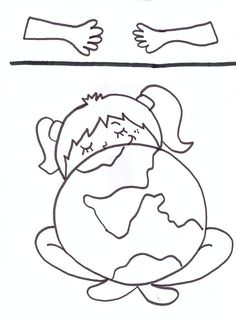 a drawing of a person holding the earth in their hands and another hand reaching for it