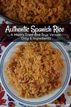 two plates with rice on them and the words authentic spanish rice