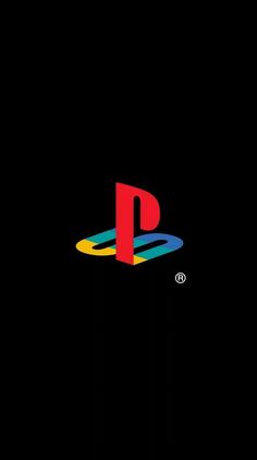 the playstation logo is shown on a black background in this image, it appears to have been