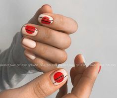 Red Nail Design, Summer Gel Nails, Modern Nails, Casual Nails, Red Nail Designs