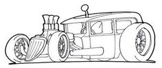 a drawing of an old car with wheels