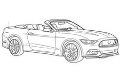 a drawing of a mustang convertible car