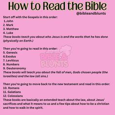 a pink poster with the words how to read the bible