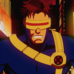 an animated image of a man with blindfolds on his face