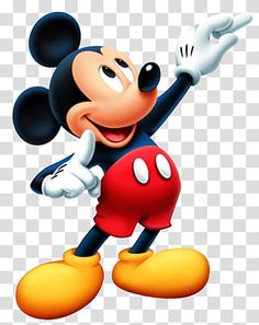 the mickey mouse cartoon character is waving his arms and pointing at something with both hands