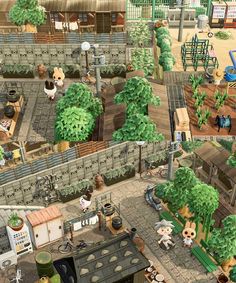 the game has many small buildings and lots of trees in it's courtyards