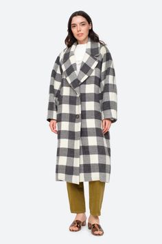 The clement check wool coat is designed for a relaxed oversized fit and features puffed sleeves. The Friendship, Sea New York, Sea Ny, Puffed Sleeves, Wool Coat