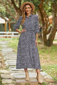 Black Casual Long Sleeve Polka Dot Midi Dress, Polka Dot Knee-length Dress With Buttons, Elegant Polka Dot Dresses With Buttons, Casual Polka Dot Maxi Dress For Fall, Casual Polka Dot Button-up Dress, Polka Dot Button-up Spring Dresses, Spring Polka Dot Dress With Button Closure, Polka Dot Dress With Button Closure For Spring, Polka Dot Button-up Dress With Buttons