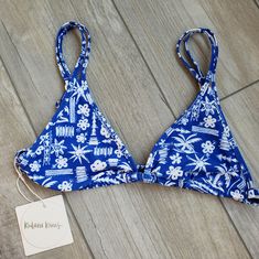 Top Only, Nwt, Caribbean Blues, Pictures Show Same Style In Different Print Vacation Swimwear With Triangle Top, Blue Swimwear For Holiday Beach Season, Blue Triangle Top Swimwear For Vacation, Blue Swimwear For Summer Holiday, Beachy Triangle Top Swimwear For Holiday, Fitted Hawaiian Style Blue Swimwear, Billabong Swimwear Bikinis, Bathen Suits, Cute Bikinis For Teens Summer