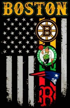 the boston sports team is depicted on an american flag