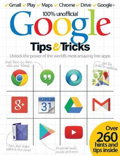 the cover of google tips and tricks, with an image of various icons on it