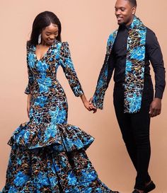 "The AvaApparel matching couple outfit is the piece your wardrobe's been waiting for. Perfect for all occasions including weddings, anniversaries, and proms.  The Ankara fabric used is 100% cotton and this is a custom-made order. Please swipe to see all available prints, in case you need more fabric options aside from what has been listed, please send us a message. It will be made to suit your selected size, kindly send in your body measurements for a perfect fit for you. The design can be altered to your liking, please feel free to start an Etsy conversation with us.    For Men, we need measurements for: Chest arm length  pant length  waist hips shoulder length shirt length  For Women, we need measurements for: Bust  Underbust  Waist  Hips  Dress Length, shoulder to the floor or where you Prom Couples Outfits, Matching Couple Outfit, African Couple, Weddings Dress, Anniversary Outfit, Printed Prom Dresses, Cold Shoulder Maxi Dress, Ankara Dresses, Matching Couple Outfits