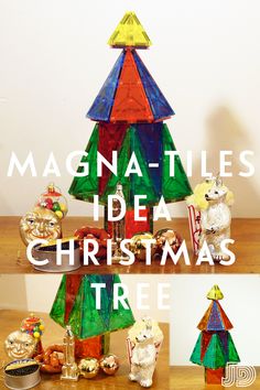 Magna Tile Building Ideas, Connetix Christmas Tree, Magnet Tiles Christmas Tree, Magna Tile Christmas Tree, Magnet Tile Christmas Tree, Magnatiles Ideas Christmas, Christmas Tree Magna Tiles, Magnatile Christmas Tree, Magnetic Tiles Christmas Tree