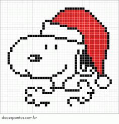 a cross stitch pattern with a dog wearing a santa hat