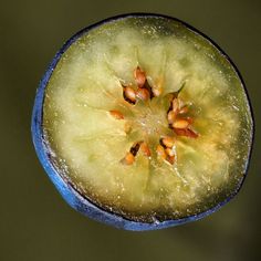 a close up view of a kiwi fruit with water droplets on it's surface