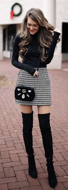 super classic style Outfit Baddie, Winter Boots Outfits, Trendy Skirts, Outfit Black, Fall Outfits For Work, Outfit Winter, Work Outfits Women, Fall Fashion Outfits