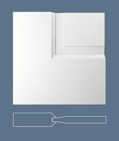 the corner of a white cabinet with an arrow pointing to it's left side