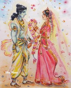 Siya Ram Illustration, Sita Ram Illustration, Rama Sita Images, Ram Sita Image Art, Sita Ram Paintings Hindu Art, Sita Ram Paintings, Ram And Sita Drawing, Sita Ram Drawing, Sita Ram Images